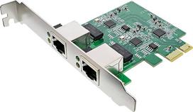 "InLine®" dviguba gigabitinio tinklo kortelė, 2X RJ45 2,5Gb/s, PCIe x1, su žemo profilio lizdo laikikliu