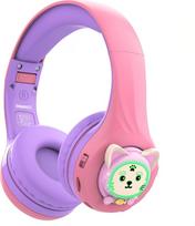"Riwbox CB-7S" "Bluetooth" ausinės vaikams, katės ausys, LED lemputė, "Bluetooth" belaidės ausinės per ausis su mikrofonu ir saugiu garsumu, 45 valandų trukmės, "Bluetooth 5.3" valdymas