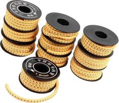10 x geltonos spalvos lankstūs PVC numeriai 0-9 spausdinti kabelių žymekliai 1,5 mm² stilingo dizaino