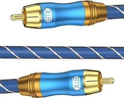 EMK Subwoofer Cable Coaxial Cable RCA Male to RCA Male Coax Cable 24K Gold Plated RCA Male for DVD Speaker Amplifier Braided Nylon Audio Cable (3m)