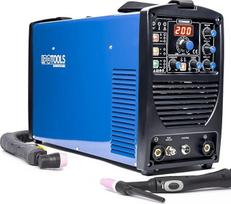 IPOTOOLS TC200ACDC TIG suvirinimo aparatas AC DC - 4-in-1 kombinuotas suvirinimo aparatas 200 Amperų su plazminiu pjaustytuvu 50 A inverterinis suvirinimo aparatas, įskaitant RF uždegimą, impulsų funkciją, MMA E-Hand, IGBT