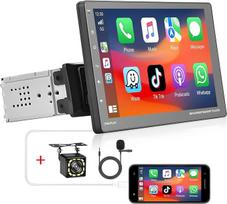 Podofo Single DIN Car Radio Compatible with Wireless Apple Carplay Android Car, 9 Inch Touchscreen Removable IPS Screen Car Radio MP5 Player with Bluetooth/FM/AUX/Mirror Link + Reversing Camera