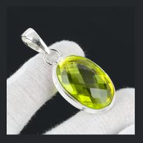 Peridot Gemstone Handmade 925 Sterling Silver Jewelry Pendant Statement Bohemian Pendant Peridot Gemstone Pendant For Gifts 2.16" žalia