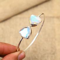 Rainbow Mystic Topaz Gemstone Handmade 925 Sterling Silver Bangle For Her Adjustable balta