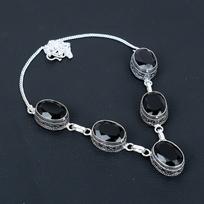 Black Spinel Gemstone rankų darbo 925 sterlingų sidabro karoliai, senoviniai papuošalų karoliai, juodi spineliniai karoliai moterims, papuošalai dovanoms 20 juoda