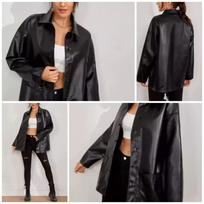 Genuine Lambskin Leather Casual Fashion Party Wear Stylish BLACK Women's Shirt S juoda