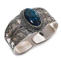 Labradorite Gemstone Handmade 925 Sterling Silver Cuff Bangle Adjustable z8y26