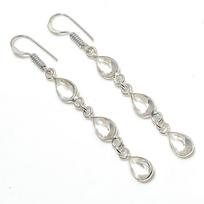White Topaz Handmade 925 Sterling Silver Jewelry Earring 2.56  Q1v02