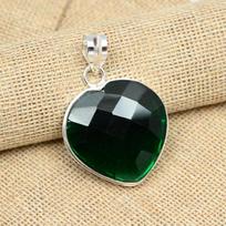 Solid 925 Silver Beautiful Shaped Chrome Diopside Gemstone Handmade Pendant Jewelry 1.96 Inches žalia