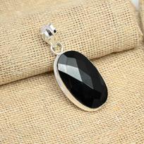 Black Spinel 925 Sterling Silver Handmade Gorgeous Gemstone Pendant Jewelry 1.96 inches juoda
