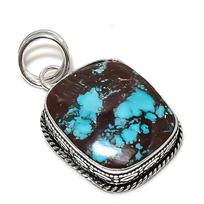 Natural Tibetan Turquoise Gemstone 925 Sterling Silver Pendant 1.89  r1F76
