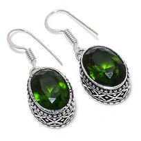 Natural Peridot Gemstone Handmade 925 Sterling Silver Gift Earring 1.42  J1s36 black