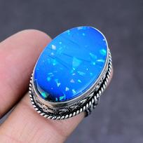 Blue Triplet Opal Gemstone Handmade 925 Sterling Silver Gift Ring Size 6.5 c6W18