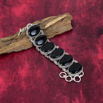 Juodosios turmalino apyrankė, brangakmenių papuošalai, 925 prabos sidabro apyrankė, rankų darbo nuostabūs apyrankės papuošalai Adjustable with 8 inches juoda