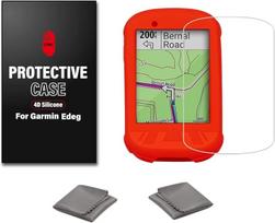 "Chooee 4D" silikoninis dėklas, skirtas "Garmin Edge 830", juodas, raudonas, oranžinis, mėlynas + ekrano apsauga, raudona