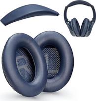 AHG pakaitiniai ausų pagalvėlės QC35 / QC35 ii ir galvos pagalvėlė QC35 / QC35 ii. Suderinama su "Bose QuietComfort 35" / "QuietComfort 35 ii" ausinėmis (tamsiai mėlyna), aukščiausios kokybės baltyminė oda | Dauerhaf