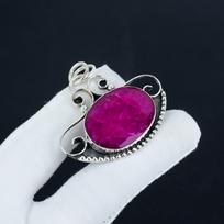 Amazing Lapis Lazuli Gemstone Silver Pendant in 925 Sterling Silver - Handmade Design, Everyday Wear Jewelry Birthday Gift 1.97" raudona