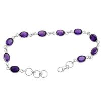 Amethyst Gemstone Women Bracelet Solid 925 Sterling Silver Handmade Jewelry 7.5 violetinė