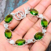 Peridot Gemstone 925 Sterling Silver Handmade Charming Bracelet 7-8 Inches žalia