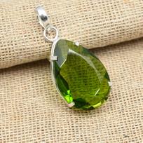 Gorgeous Faceted Peridot Gemstone 925 Sterling Silver Handmade Jewelry Women Pendant 1.77 Inches žalia
