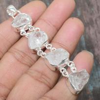 Crystal Quartz Rough Gemstone Handmade 925 Sterling Silver Jewelry Pendant For Women 3.15 Inches