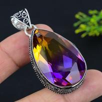 Natural Bi-Color Tourmaline Gemstone 925 Sterling Silver Pendant 2.29  u6n97