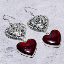Natural Red Labradorite Gemstone 925 Sterling Silver Gift Earring 3.03  t5E46