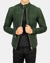 Suede Leather Party Men Lambskin Handmade Motorcycle Green Jacket Biker Designer XS žalia