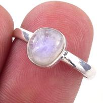 Natural Rainbow Moon Stone Gemstone Handmade 925 Sterling Silver Ring S.8 q5j62 gray
