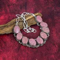 Rhodonite 925 Solid Sterling Silver Necklace Jewelry Set, Gorgeous Gemstone Jewelry Set Handmade Natural Jewelry For Gift Adjustable With 18 Inches rožinė