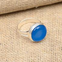 Blue Chalcedony Gemstone Handmade 925 Sterling Silver Ring Jewelry For Thanksgiving 4 mėlyna
