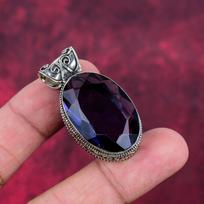 Ametisto Pakabukas Brangakmenių Papuošalai, 925 Prabuotas Sterlingų Sidabro Pakabukas, Dovana Moterims Rankų Darbo Pakabukas 1.65 Inches violetinė