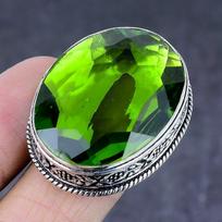 Peridoto brangakmenio rankų darbo 925 sterlingų sidabro dovanų papuošalas Žiedo dydis 7 e0C55 green