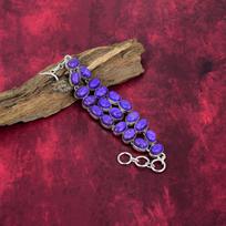 Rankų darbo charoito brangakmenių apyrankė, 925 prabos solidus sterlingo sidabro apyrankė, Antikvariniai papuošalai, Sužadėtuvių dovana Adjustable with 8 inches violetinė