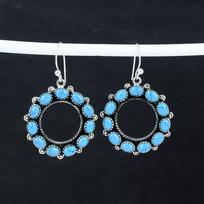 Natural Blue Turquoise Gemstone Earrings, 925 Sterling Silver Earring, Handmade Boho Silver Jewelry Dangle Earrings, Thanksgiving Gift 2.36" mėlyna
