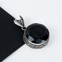 Black Spinel Gemstone Silver Pendant in 925 Sterling Silver- Handmade Design, Everyday Wear Jewelry, Unique Black Spinel Pendant Gifts 2.16" juoda