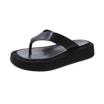 White Wedge Summer Flip Flops for Women 2024 Platform Clip Toe Sandals Fashion Slides Woman Beach Casual Outdoor Slippers 35 juoda