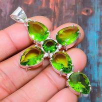 Kryžius Peridotas Brangakmenis Rankų darbo 925 Sterlingo Sidabro Papuošalai Pakabukas Minėjimo Dienai 1.77 Inches žalia