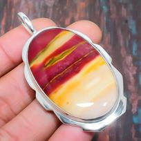 Mookaite Gemstone Handmade 925 Sterling Silver Jewelry Pendant For Christmas Gift 1.97 inches raudona