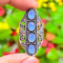 Natural Aqua Chalcedony Gemstone 925 Sterling Silver Gift Ring Size 9 l0l49
