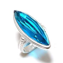 Natural Blue Topaz Gemstone Handmade 925 Sterling Silver Jewelry Ring S.9 J3p67