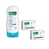 Cetaphil Kūdikių šampūnas ir prausiklis, 230 ml ir švelnus kūdikių muilas 75 g (Pakuotėje 2 vnt) - Kombinuotas white