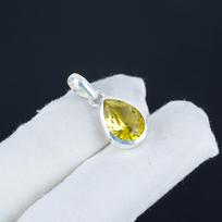 Beautiful Citrine Gemstone Silver Pendant in 925 Sterling Silver - Handmade Pear Design, Everyday Wear Minimalist Jewelry Birthday Gift 1" geltona