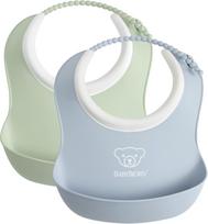 BabyBjörn Small Baby Bibs, 2 pack, Powder Green / Powder Blue (052045)