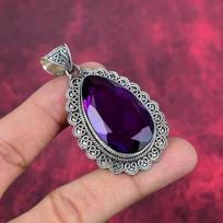 Ametisto Pakabukas Brangakmenių Papuošalai, 925 Prabuotas Sterlingų Sidabro Pakabukas, Dovana Moterims Rankų Darbo Pakabukas 2.48 Inches violetinė