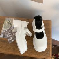 White skirt French heightened platform small leather shoes women's 2025 new summer versatile light mouth Mary Jane single shoes 35 smėlis