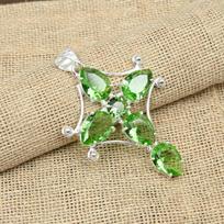 Peridot Gemstone 925 Sterling Silver Handmade Jewelry Antique Pendant For Her 2.55 Inches žalia
