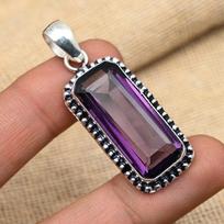 Nuostabus Ametisto Brangakmenis Rankų darbo 925 Prabuoto Sidabro Papuošalų Pakabukas Vestuvių Dovanai 1.77 Inches violetinė