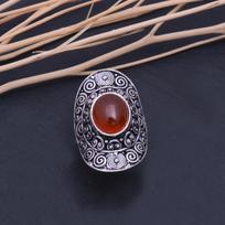 Natūralus karneolio brangakmenis Rankų darbo 925 svarų sterlingų sidabro žiedas Dydis 8.25 G5m61
