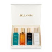 Bella Vita prabangus unisex tualetinis vanduo, dovanų rinkinys 4 x 20 ml vyrams ir moterims su SKAI, FRESH, WHITEOUD, HONEY OUD kvepalais | Ilgai išliekantys